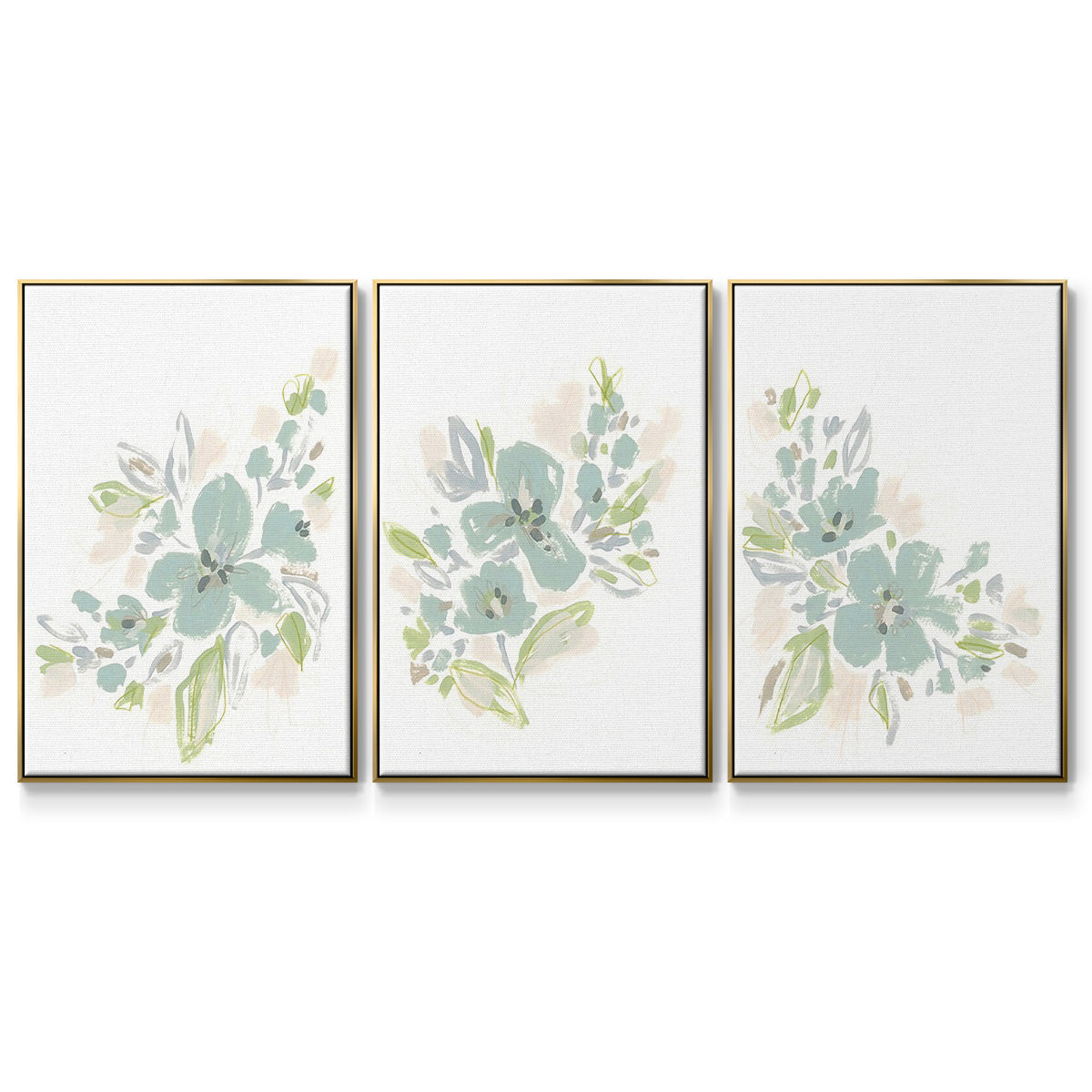 Seafoam Petals I - Floater Framed Canvas Set