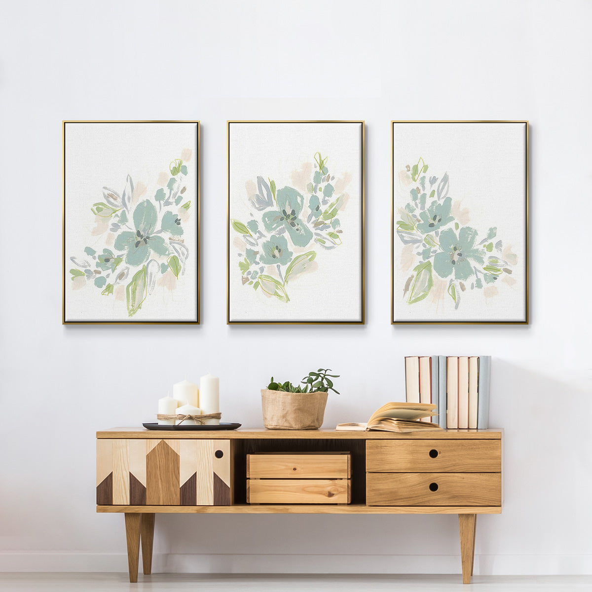 Seafoam Petals I - Floater Framed Canvas Set