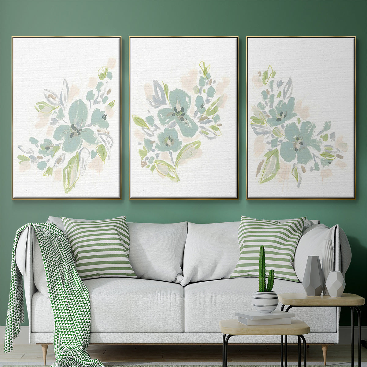 Seafoam Petals I - Floater Framed Canvas Set