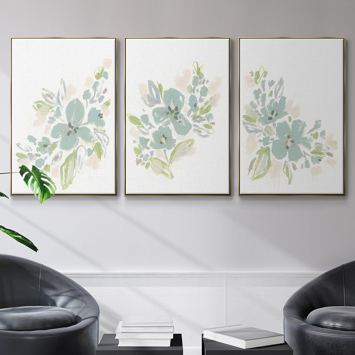 Seafoam Petals I - Floater Framed Canvas Set