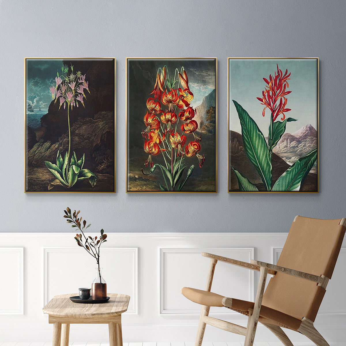 Temple of Flora I - Floater Framed Canvas Set