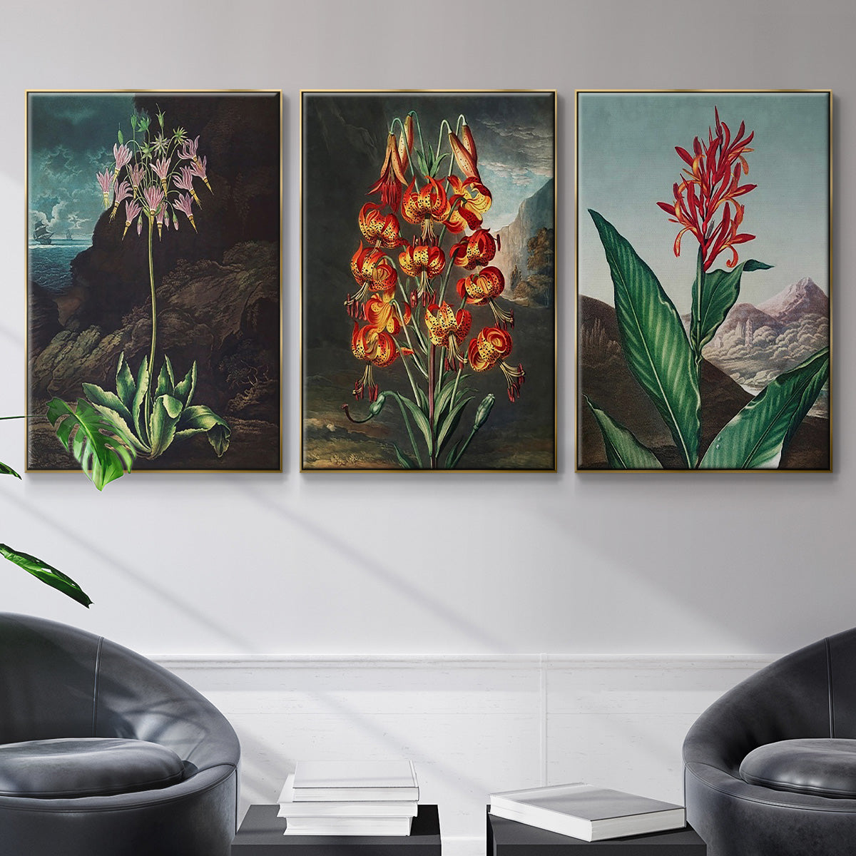 Temple of Flora I - Floater Framed Canvas Set