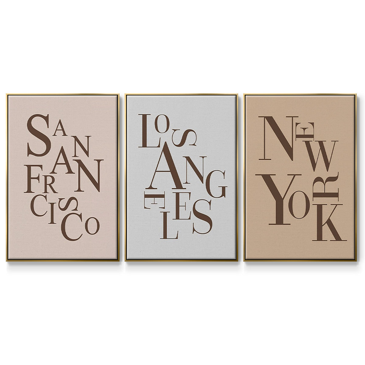 Neutral City Center Type I - Floater Framed Canvas Set
