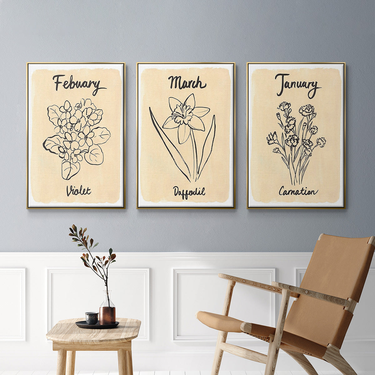 Birth Month I - Floater Framed Canvas Set