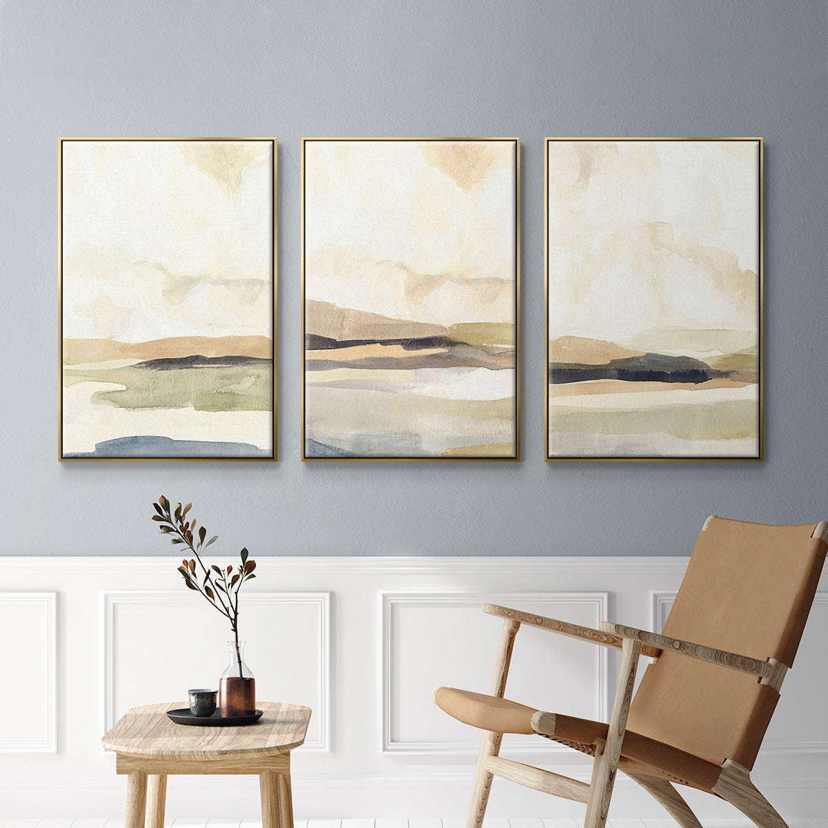 Slate Movement I - Floater Framed Canvas Set