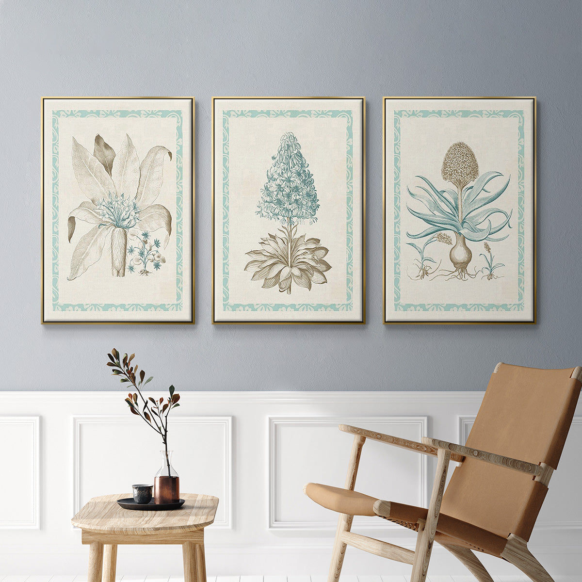 Willow Blue Besler IV - Floater Framed Canvas Set