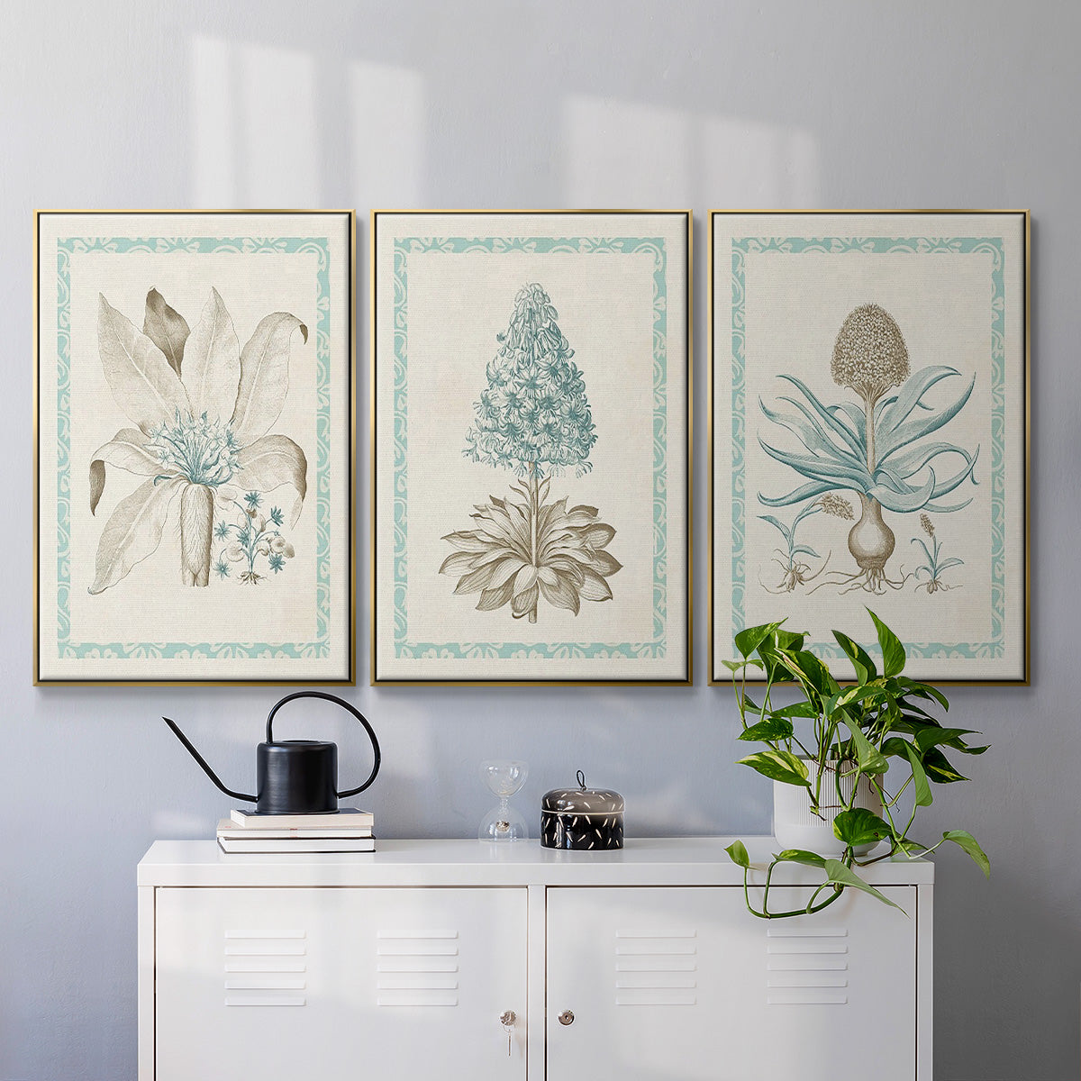 Willow Blue Besler IV - Floater Framed Canvas Set