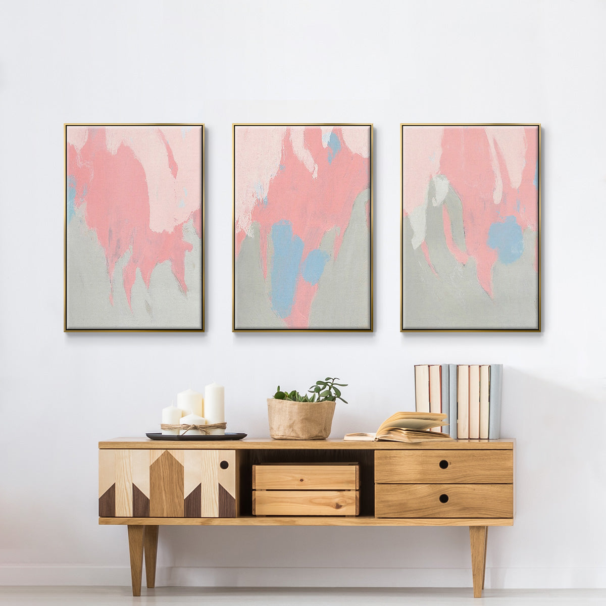 Blushing Abstract I - Floater Framed Canvas Set