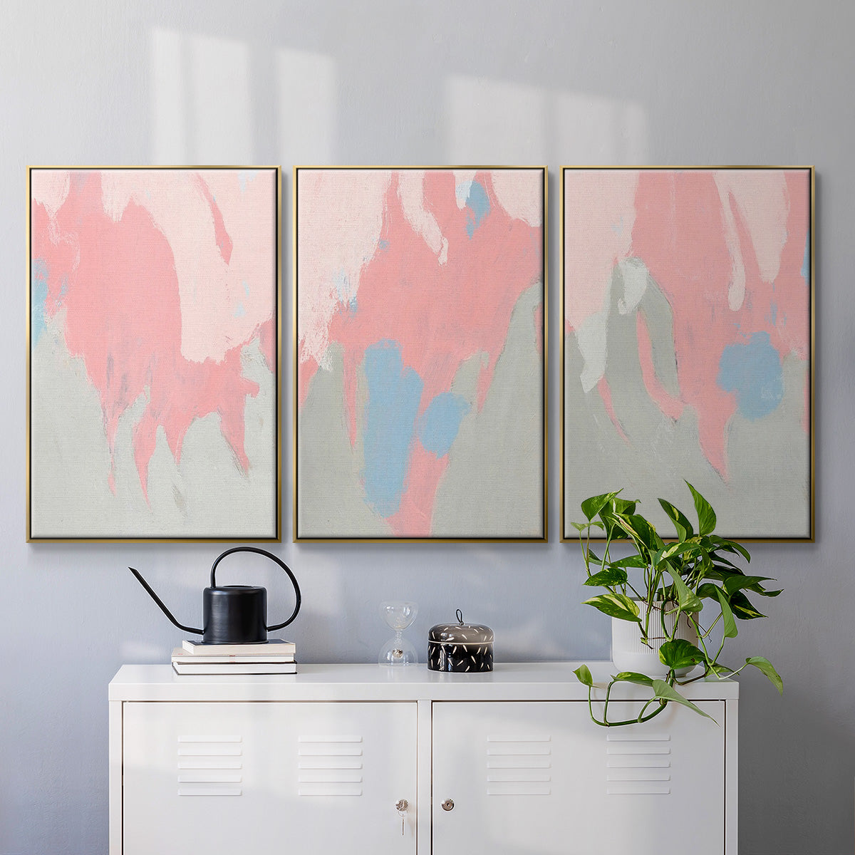 Blushing Abstract I - Floater Framed Canvas Set