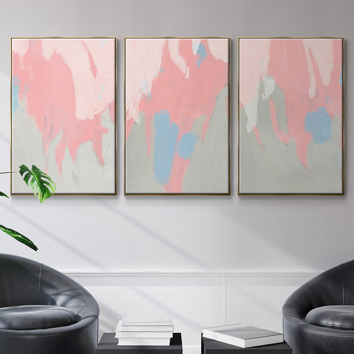 Blushing Abstract I - Floater Framed Canvas Set