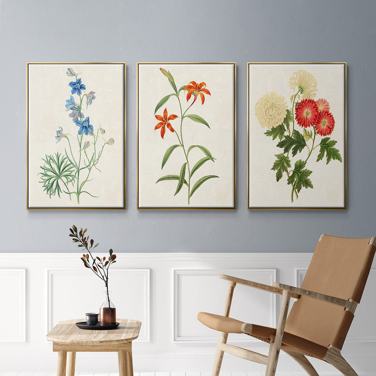 Flowers of the Seasons I - Floater Framed Canvas Set