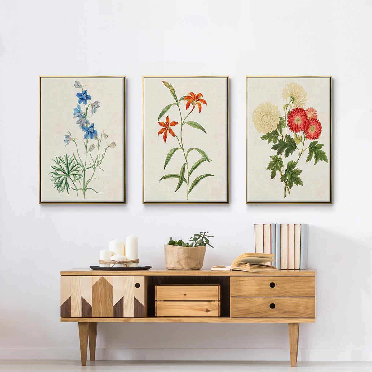 Flowers of the Seasons I - Floater Framed Canvas Set
