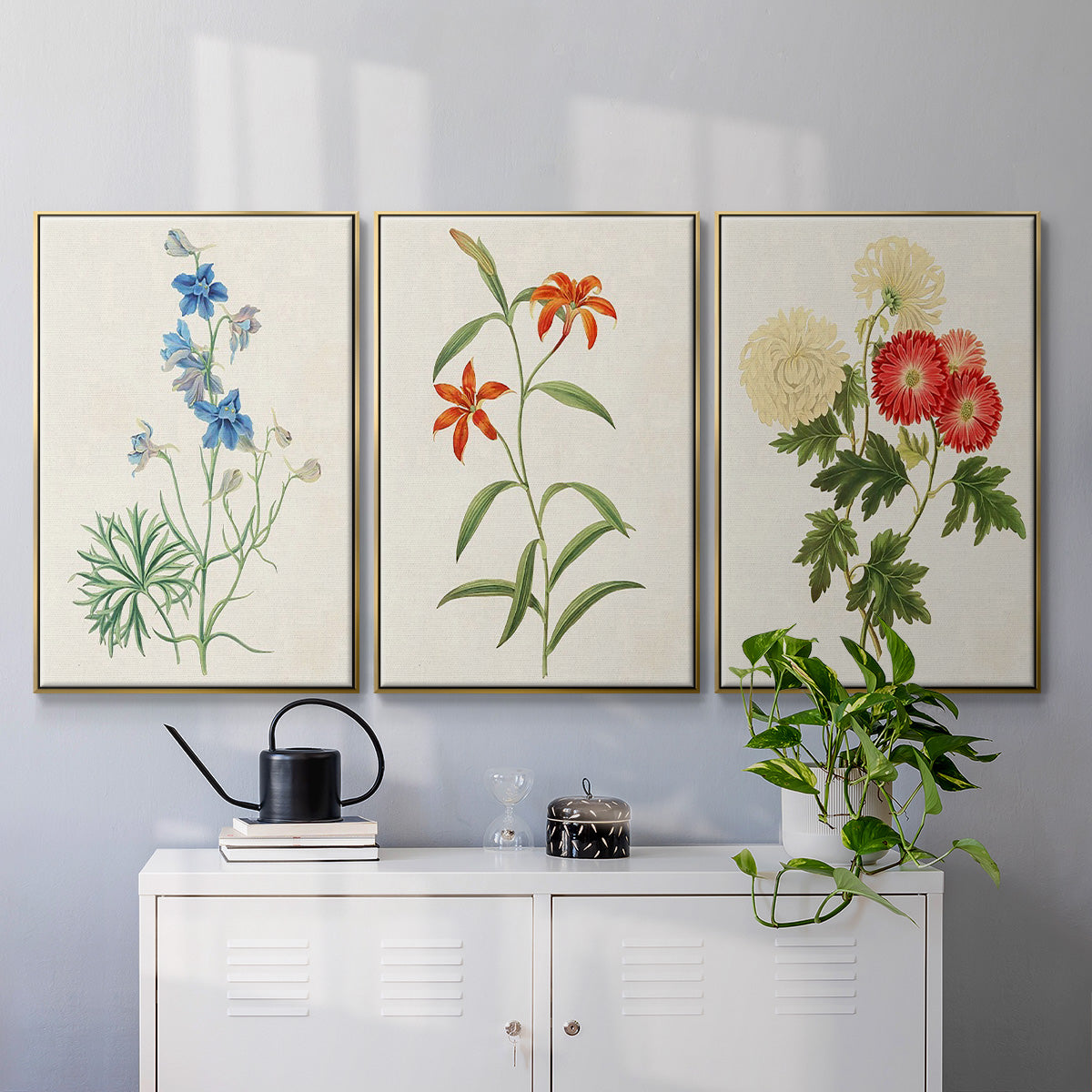 Flowers of the Seasons I - Floater Framed Canvas Set