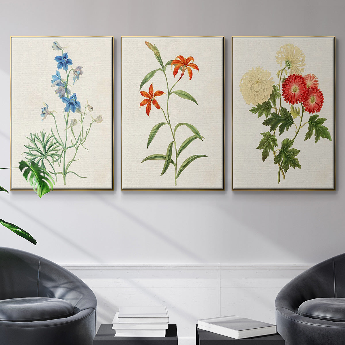 Flowers of the Seasons I - Floater Framed Canvas Set
