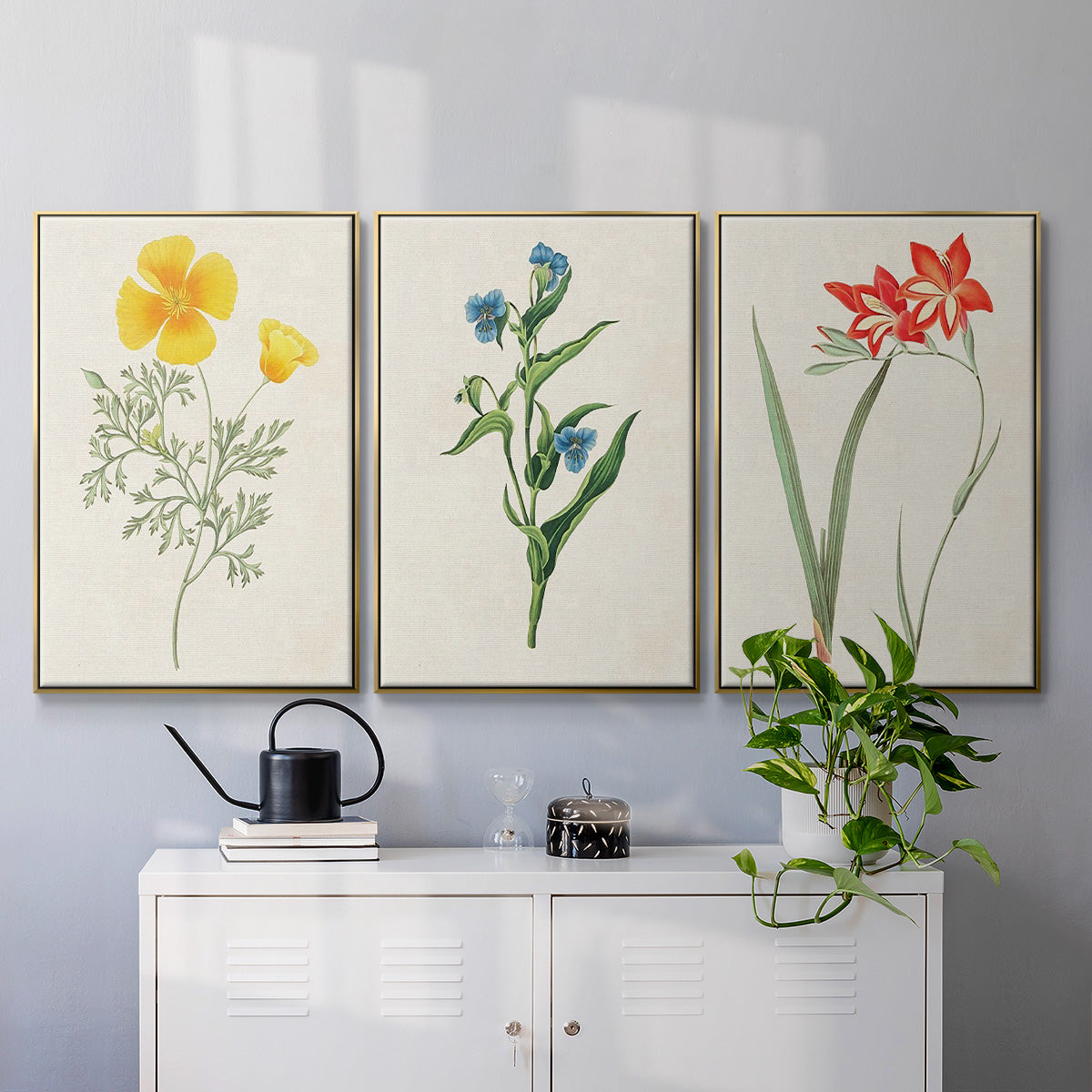 Flowers of the Seasons IV - Floater Framed Canvas Set