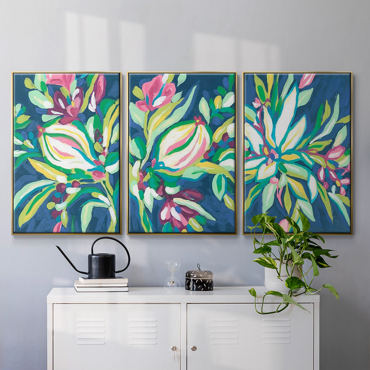 Blue Tropics I - Floater Framed Canvas Set