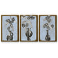 Graphic Flowers in Vase I - Floater Framed Canvas Set