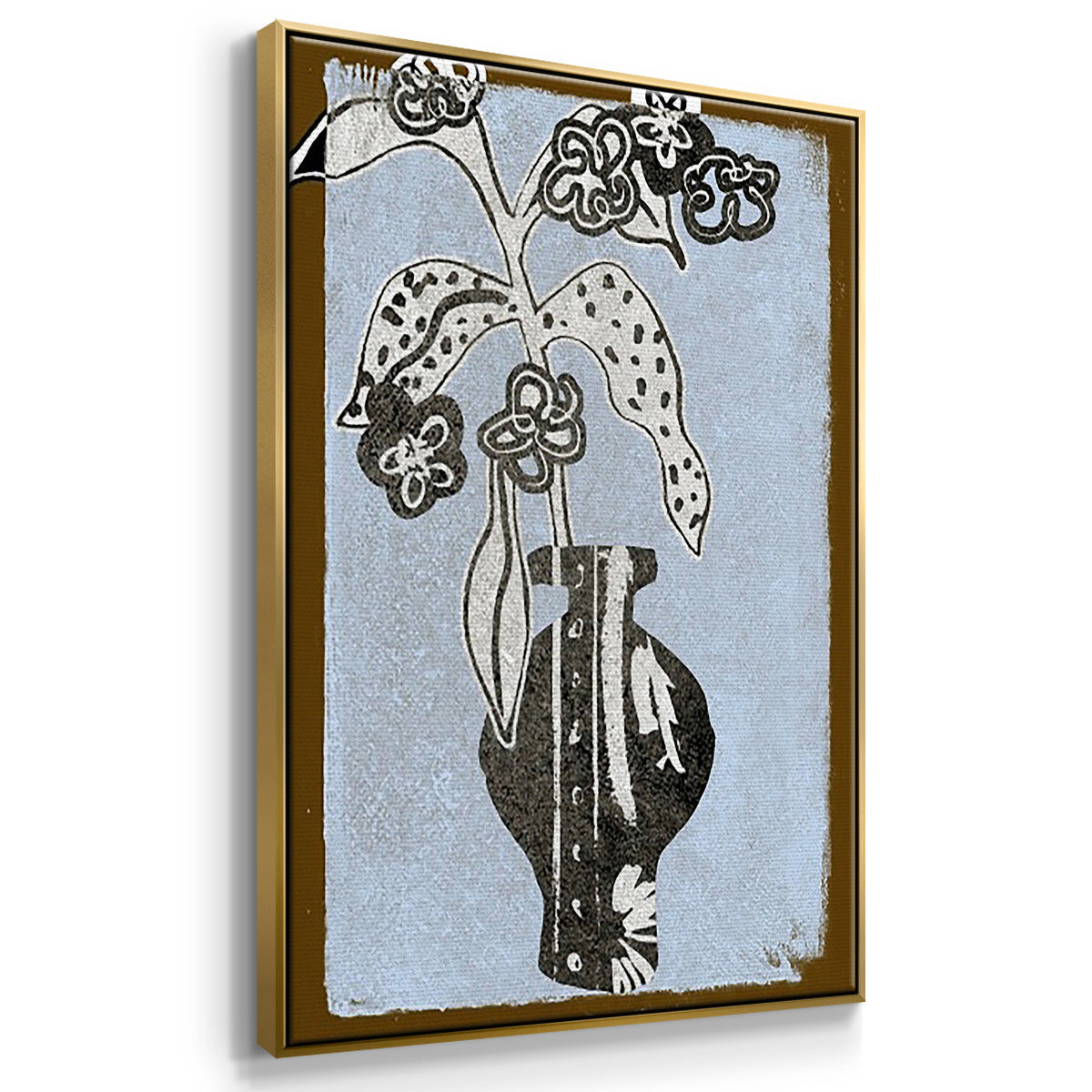Graphic Flowers in Vase I - Floater Framed Canvas Set