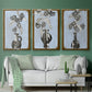 Graphic Flowers in Vase I - Floater Framed Canvas Set