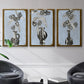 Graphic Flowers in Vase I - Floater Framed Canvas Set