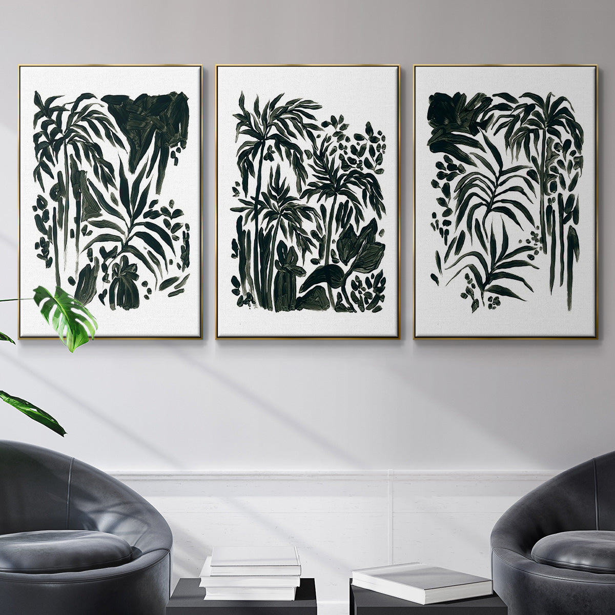 Ink Jungle I - Floater Framed Canvas Set