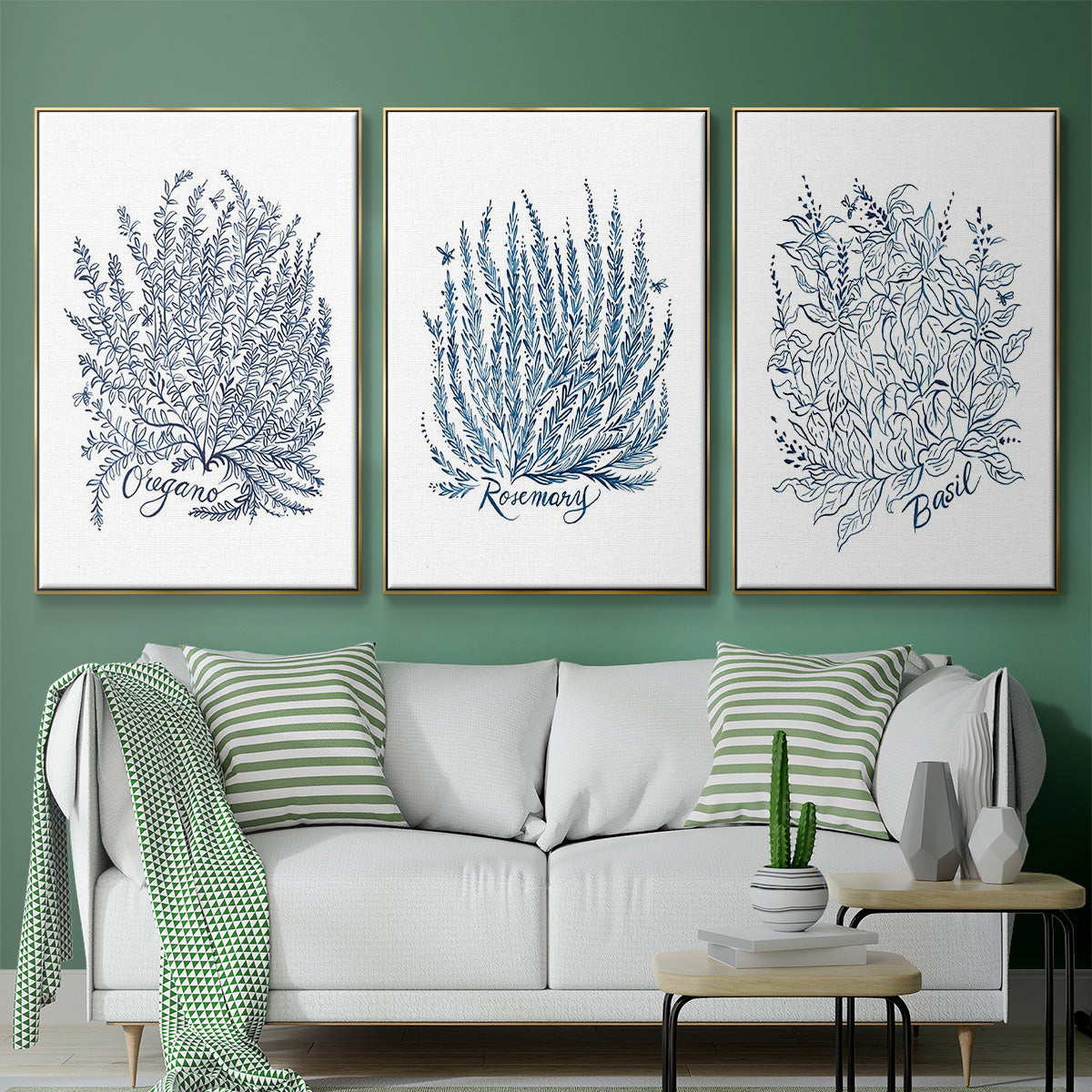 Summer Herb Garden Sketches I - Floater Framed Canvas Set
