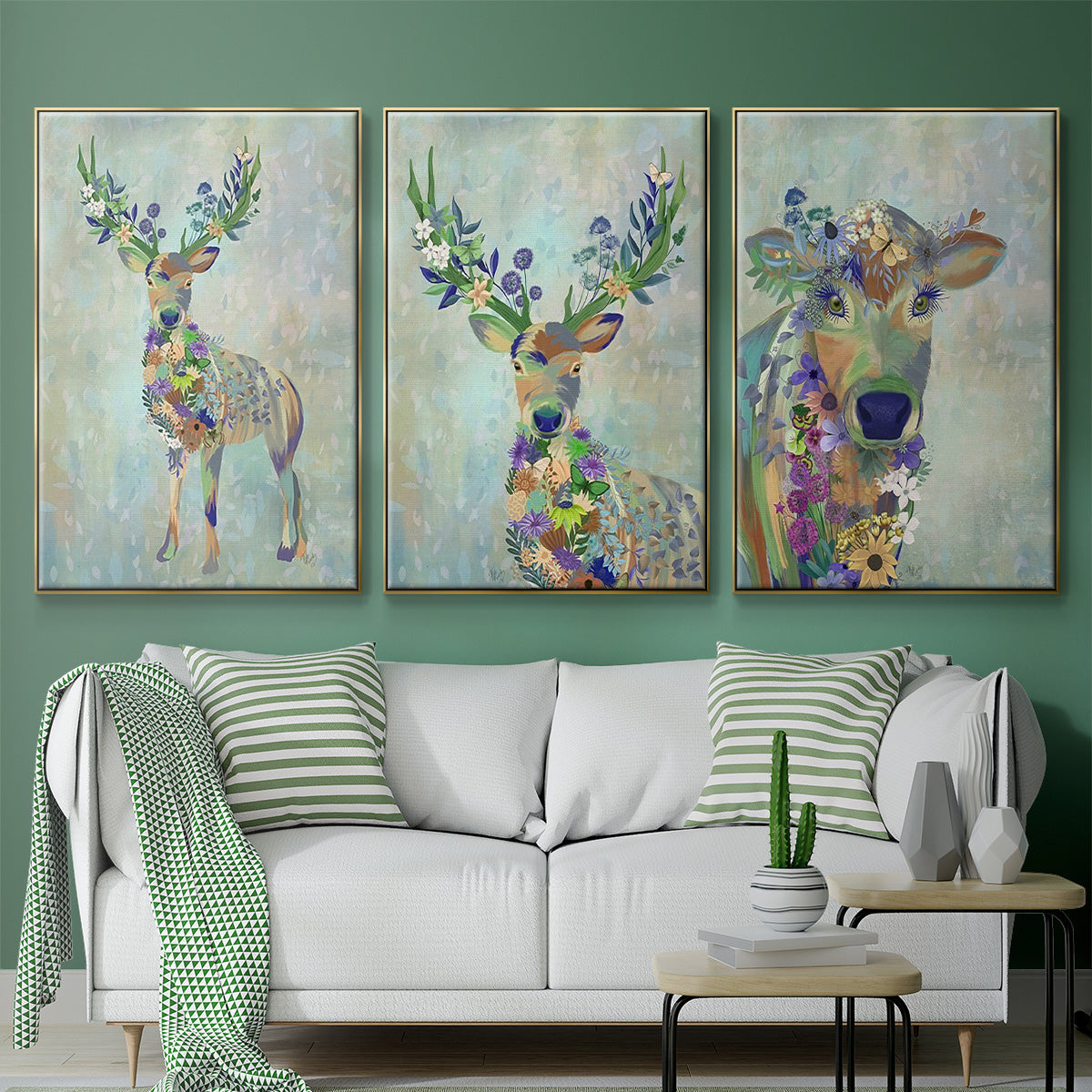 Fantastic Florals Cow - Floater Framed Canvas Set
