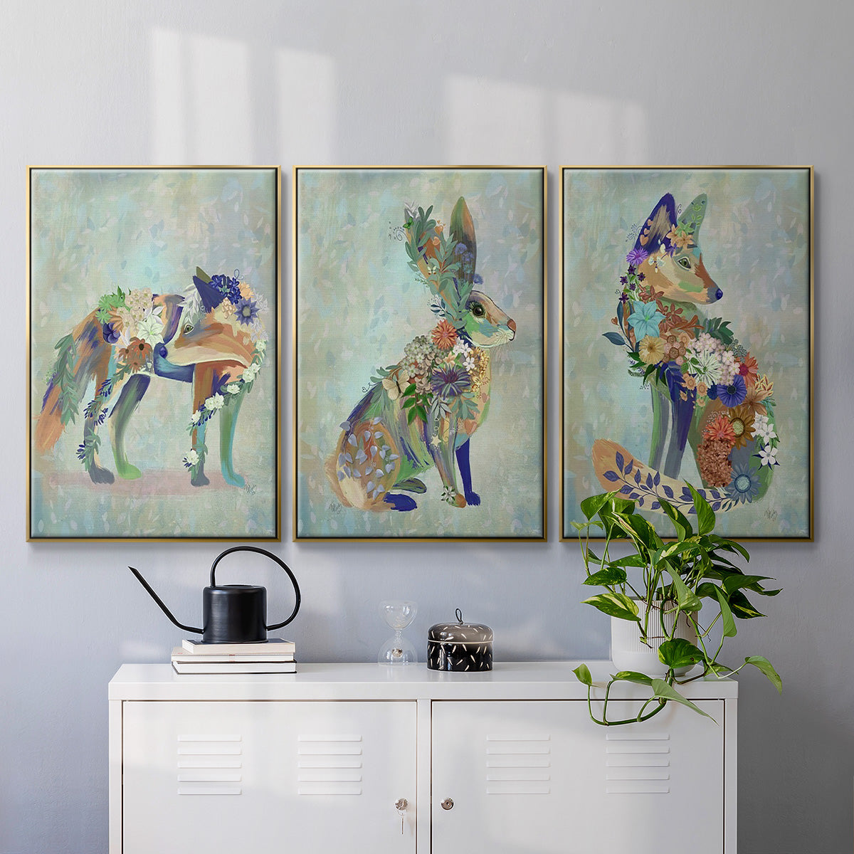 Fantastic Florals Fox, Sitting - Floater Framed Canvas Set