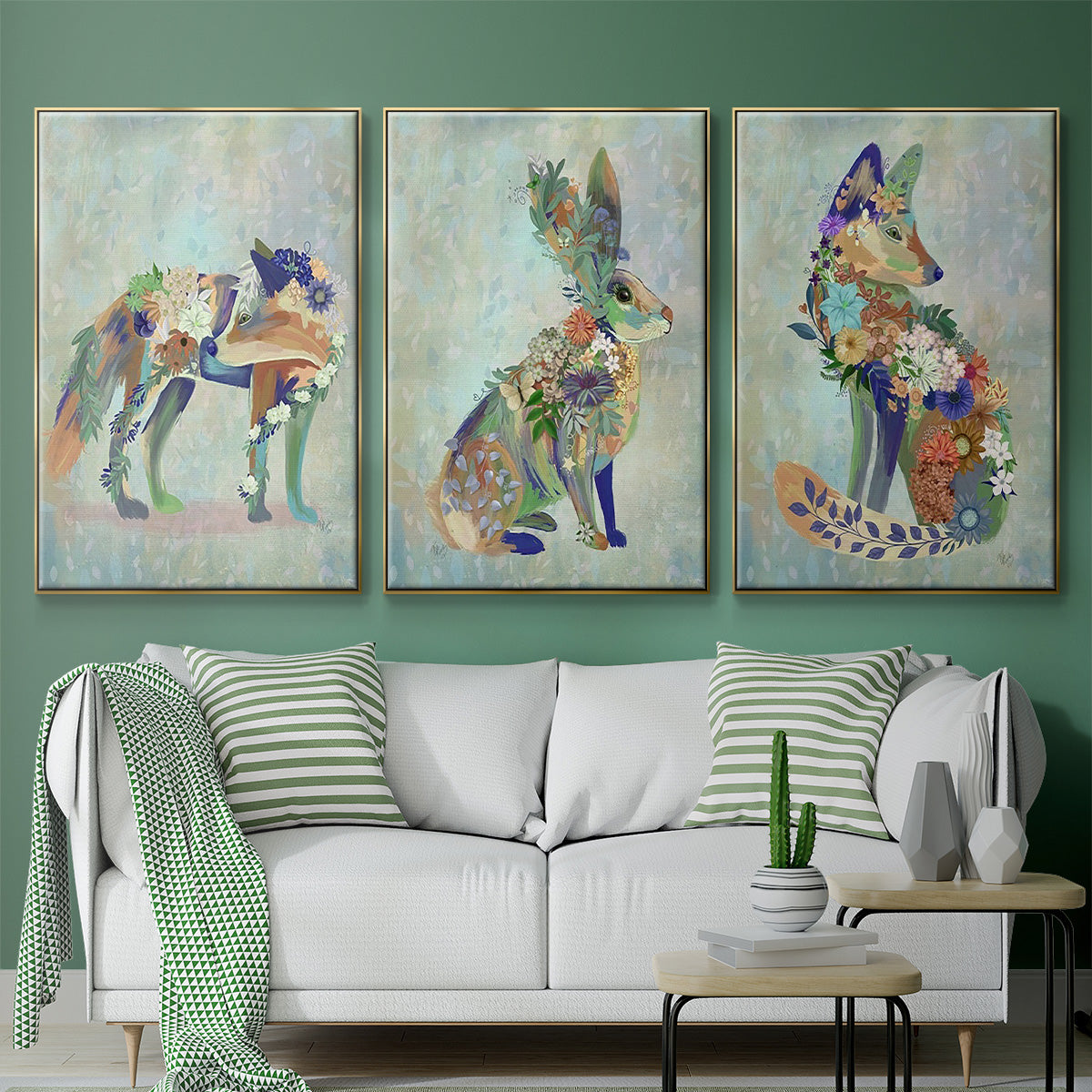 Fantastic Florals Fox, Sitting - Floater Framed Canvas Set