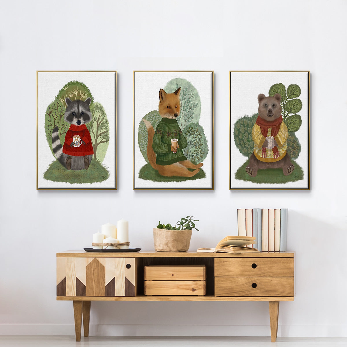 Hot Chocolate Bear - Floater Framed Canvas Set