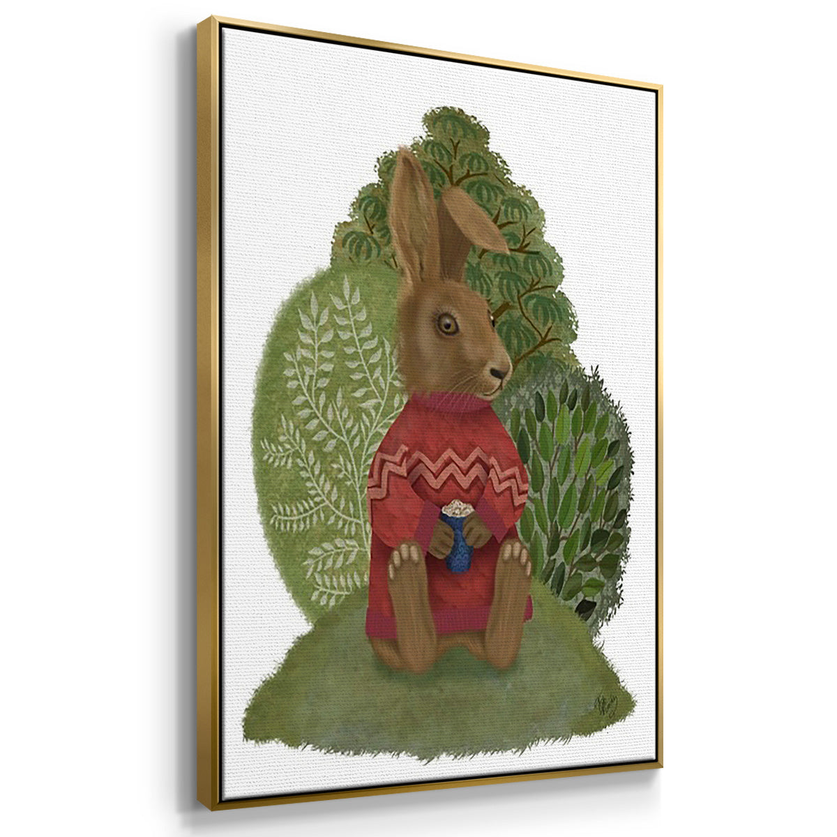 Latte Moose in Sweater - Floater Framed Canvas Set