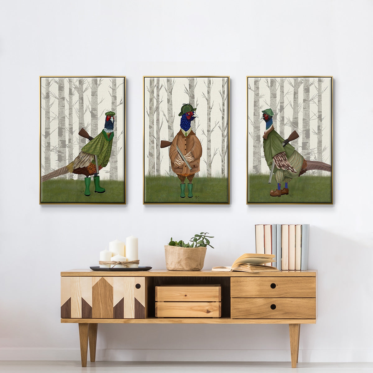 Pheasant Shooting Party 1 - Floater Framed Canvas Set