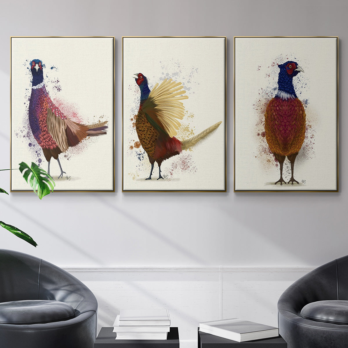 Pheasant Splash 3 - Floater Framed Canvas Set