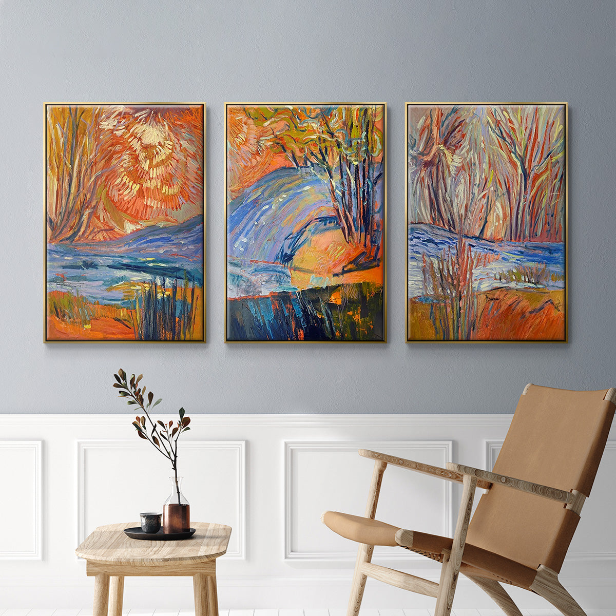 Cadmium Winter Solstice I - Floater Framed Canvas Set
