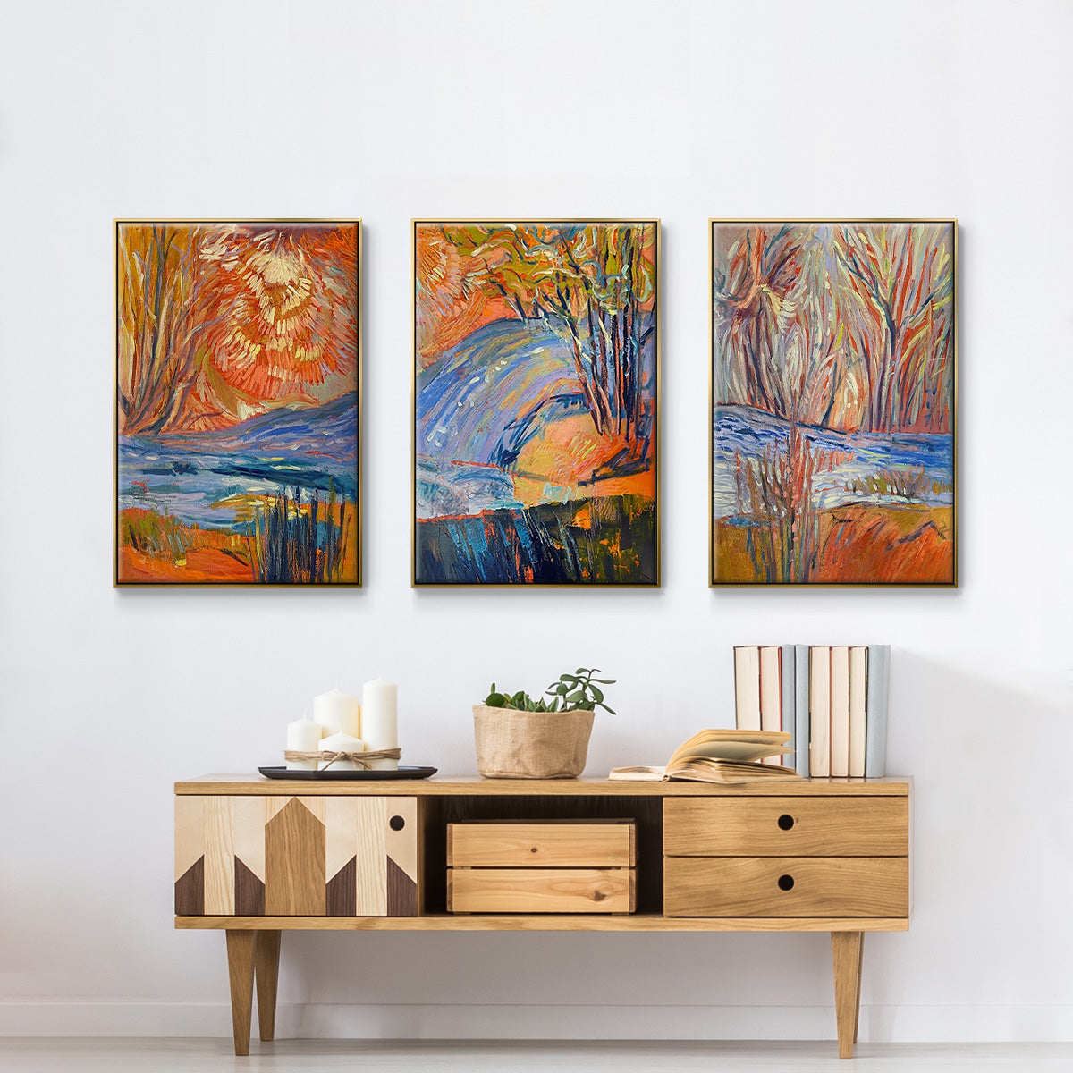 Cadmium Winter Solstice I - Floater Framed Canvas Set