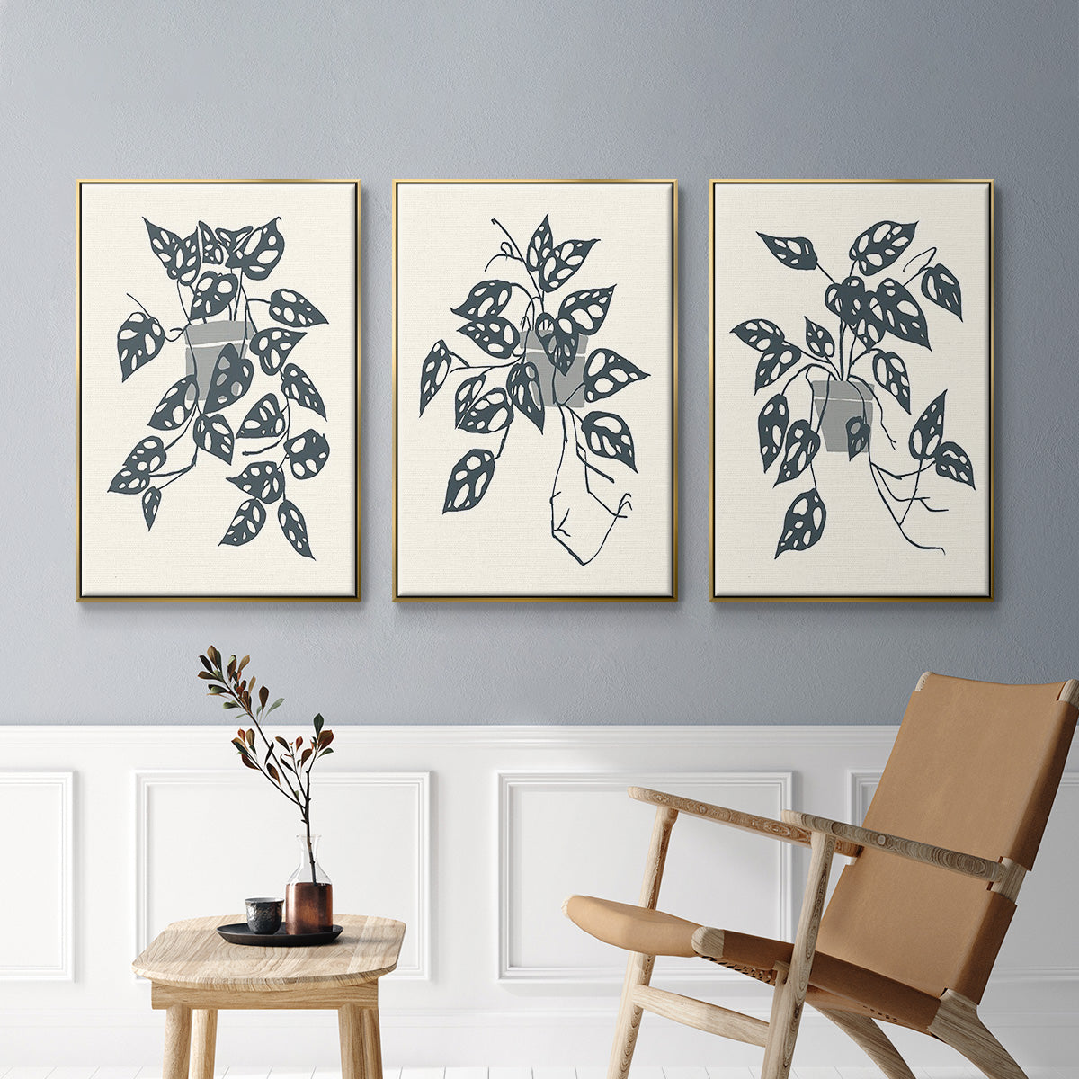 Growing Leaves I - Floater Framed Canvas Set