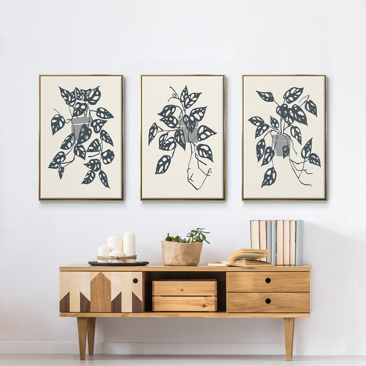 Growing Leaves I - Floater Framed Canvas Set