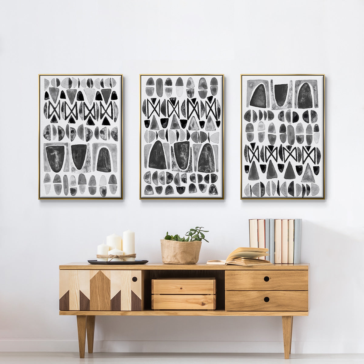 Grey Arches I - Floater Framed Canvas Set