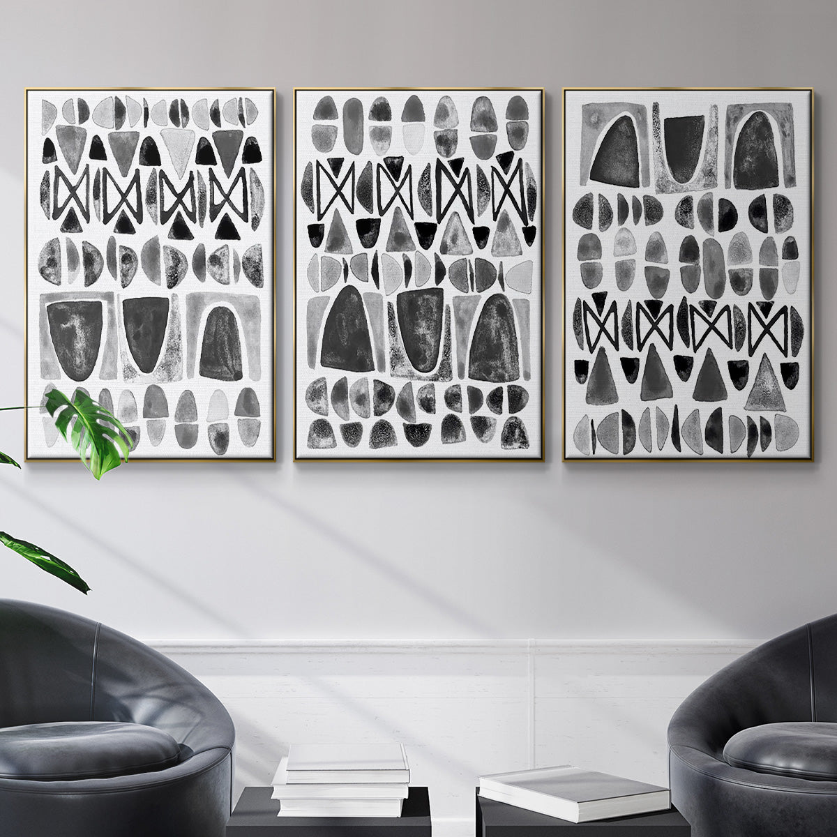 Grey Arches I - Floater Framed Canvas Set