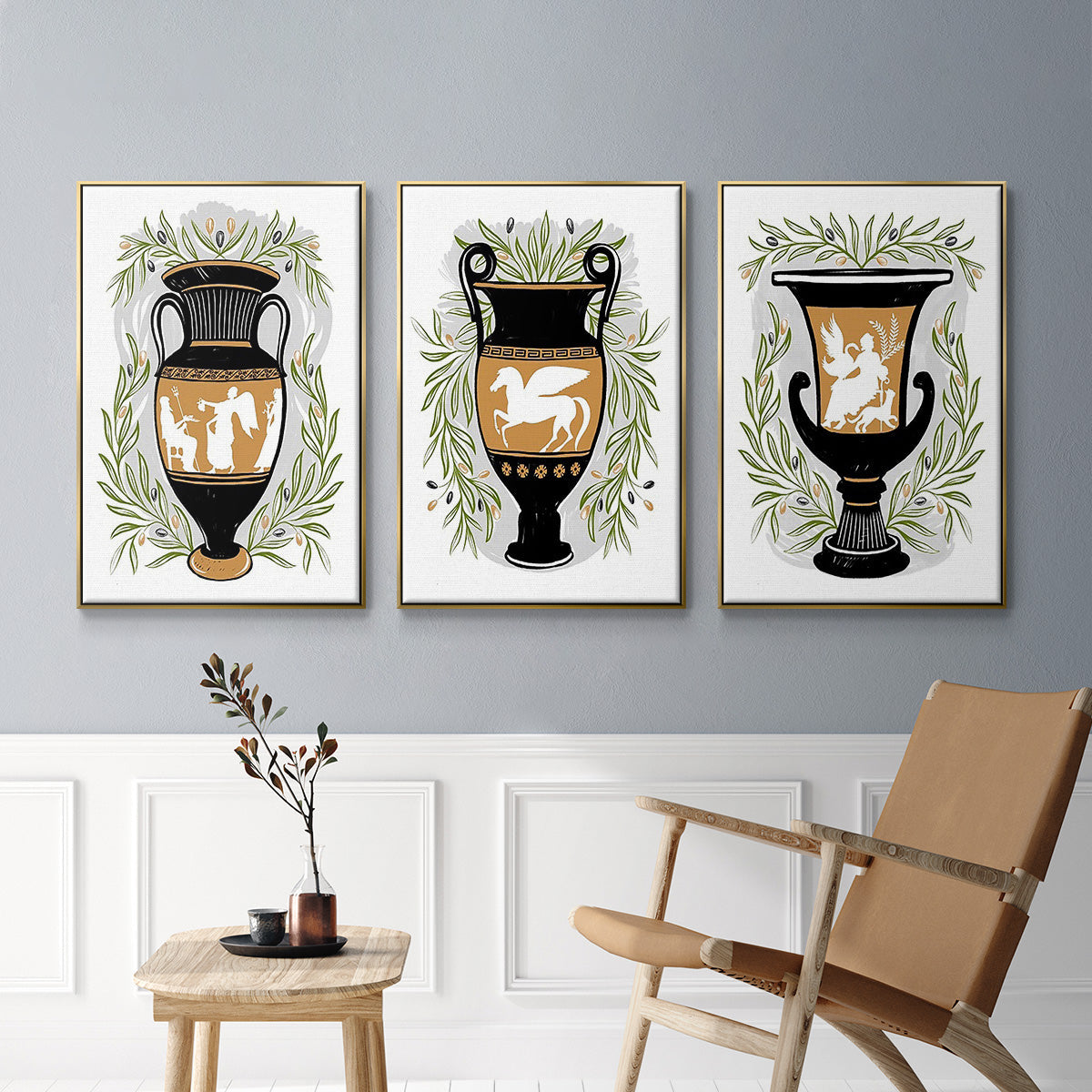 Greek Vases I - Floater Framed Canvas Set