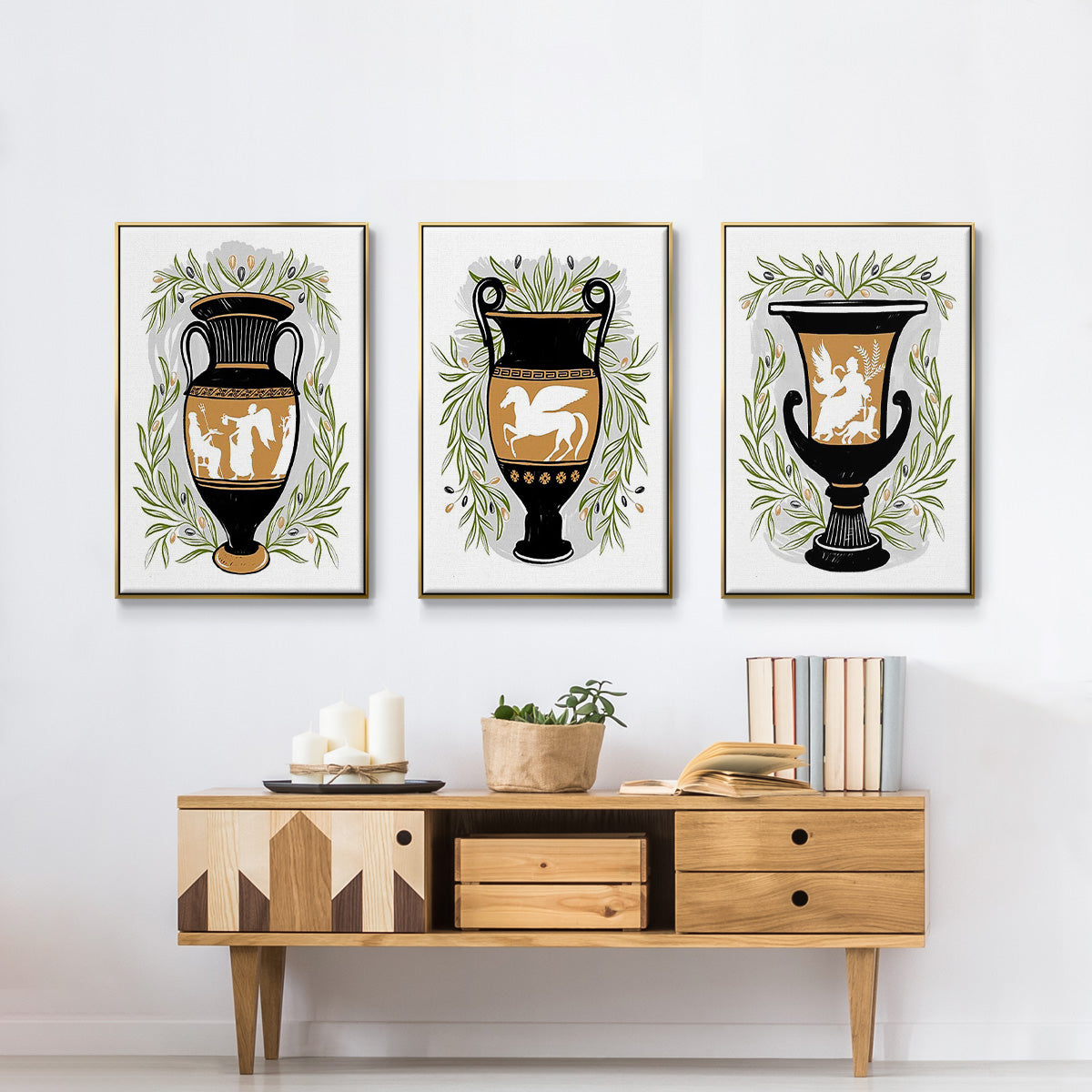 Greek Vases I - Floater Framed Canvas Set