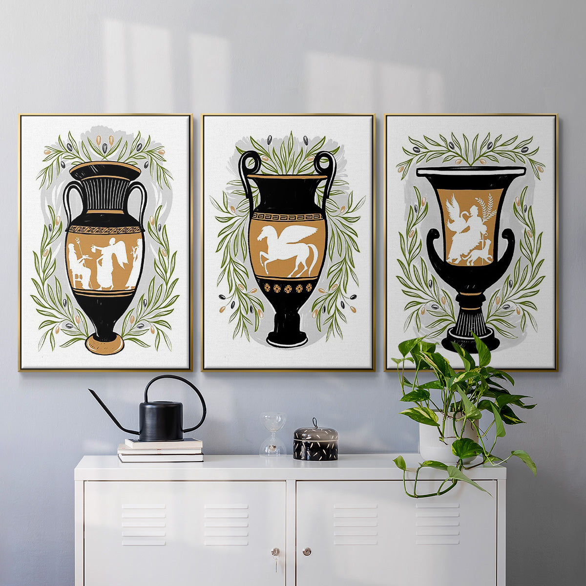 Greek Vases I - Floater Framed Canvas Set