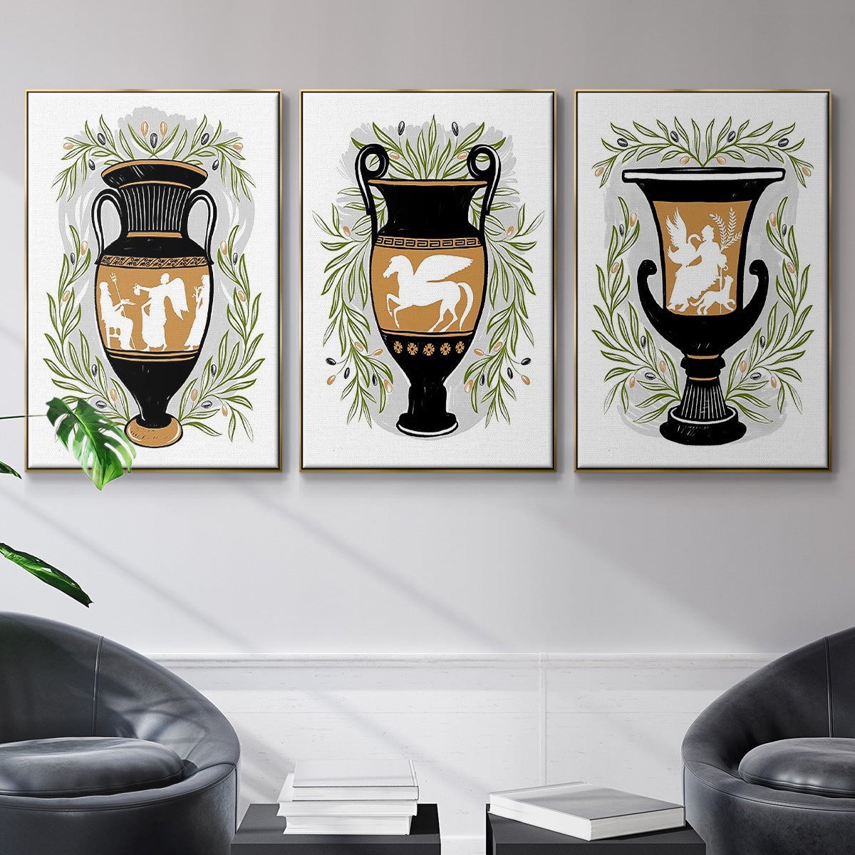Greek Vases I - Floater Framed Canvas Set