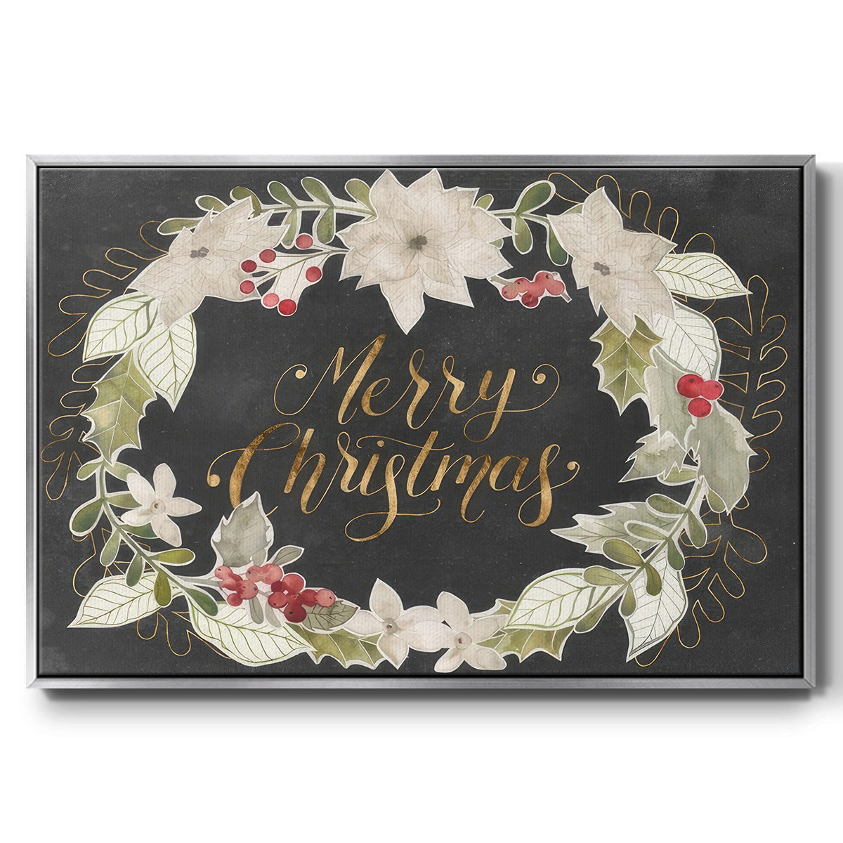 Gilded Christmas Collection A - Floater Framed Canvas Print