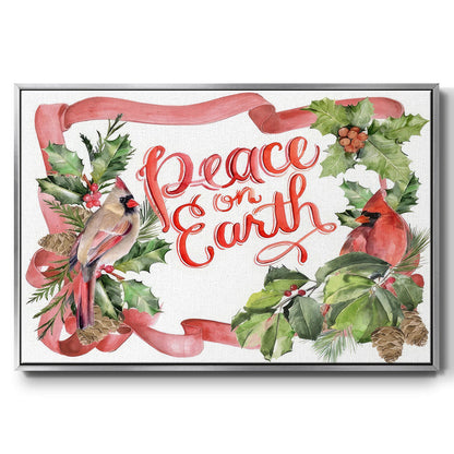 Cardinal Holly Christmas Collection A - Floater Framed Canvas Print