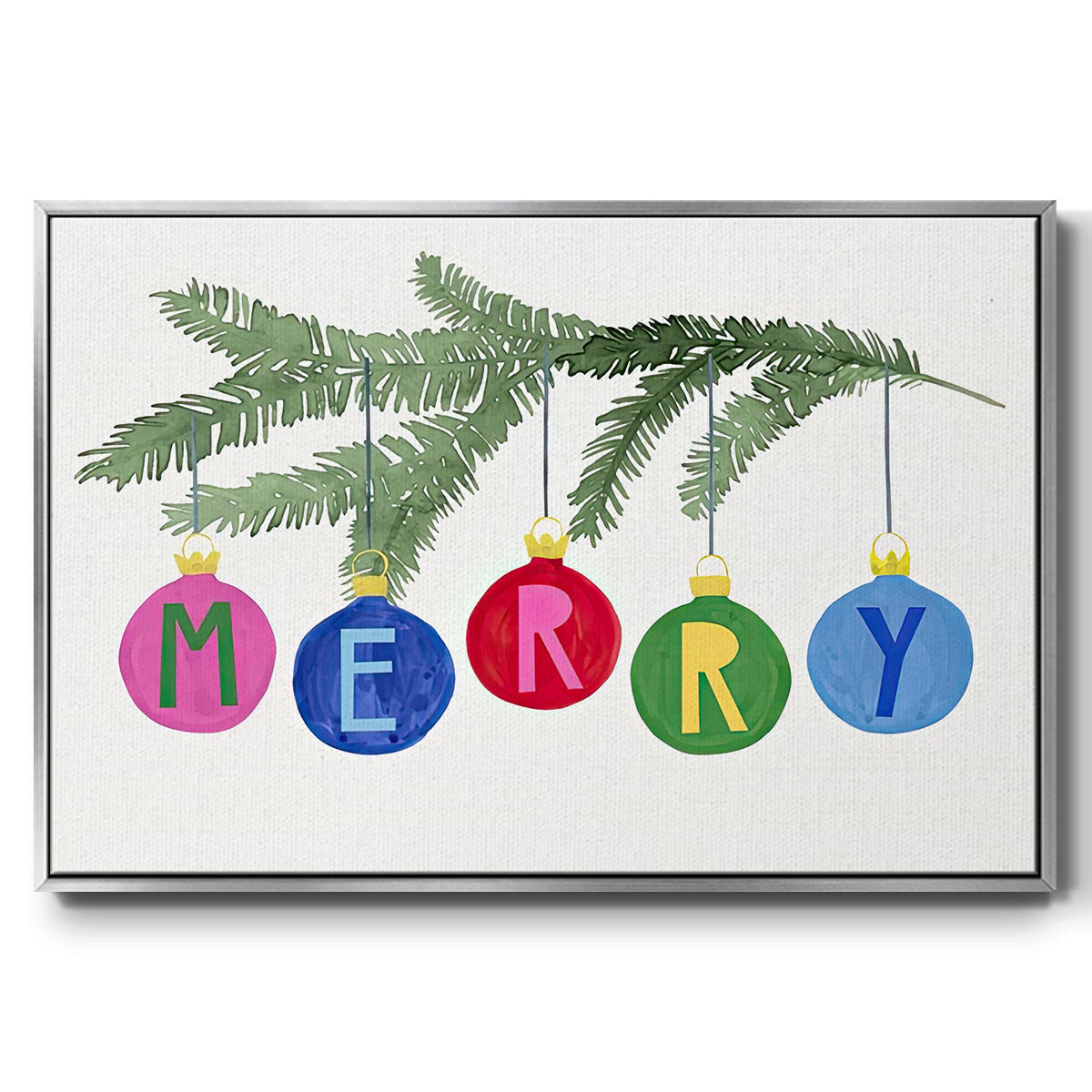 Colorful Christmas Collection A - Floater Framed Canvas Print