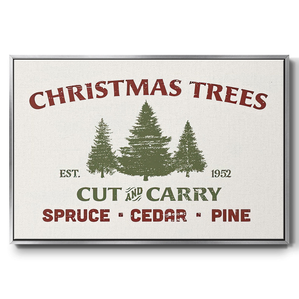 Christmas Farm Sign I - Floater Framed Canvas Print