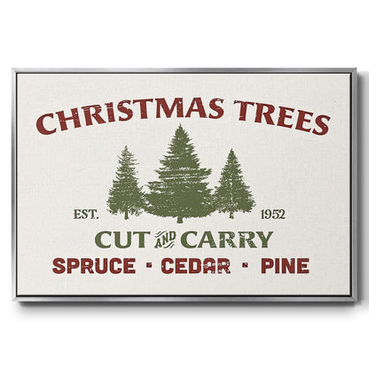 Christmas Farm Sign I - Floater Framed Canvas Print