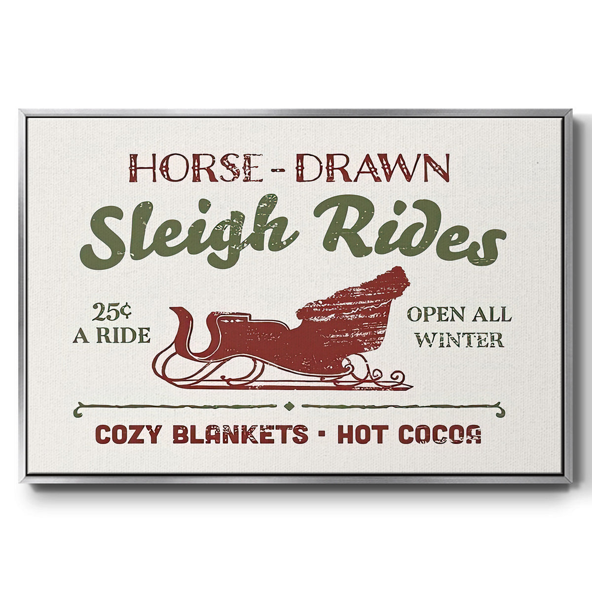 Christmas Farm Sign III - Floater Framed Canvas Print