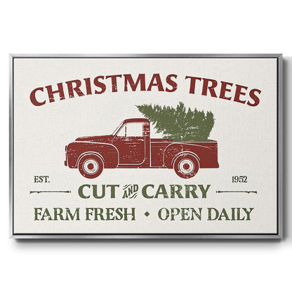 Christmas Farm Sign Collection A - Floater Framed Canvas Print
